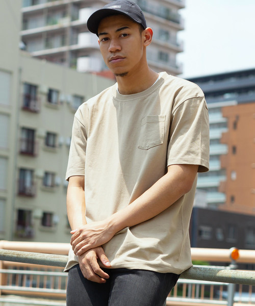 Ressaca（レサーカ）の「USAコットンポケット オーバーサイズTシャツ（Tシャツ/カットソー・メンズ・ホワイト/ブラック/ベージュ/ネイビー/グレー/オリーブ/サックスブルー/ピンク/グリーン/ラベンダー/ワイン/チャコール/ダークブラウン/パープル/ブルー/イエロー・M/L/XL）」の7枚目の写真