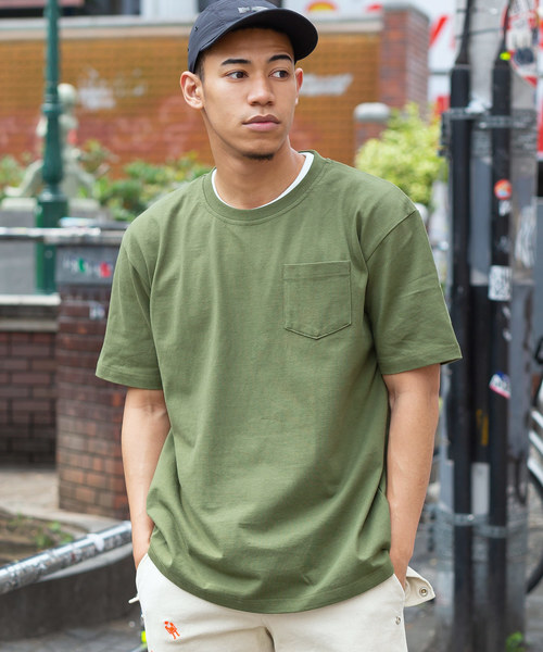 Ressaca（レサーカ）の「USAコットンポケット オーバーサイズTシャツ（Tシャツ/カットソー・メンズ・ホワイト/ブラック/ベージュ/ネイビー/グレー/オリーブ/サックスブルー/ピンク/グリーン/ラベンダー/ワイン/チャコール/ダークブラウン/パープル/ブルー/イエロー・M/L/XL）」の8枚目の写真