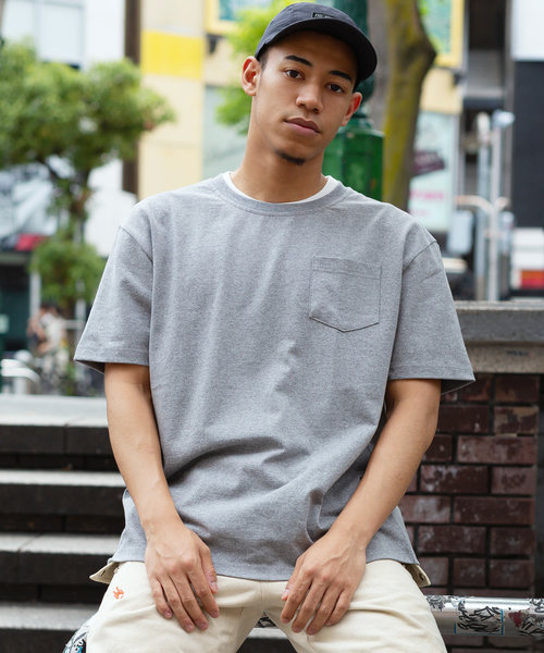 Ressaca（レサーカ）の「USAコットンポケット オーバーサイズTシャツ（Tシャツ/カットソー・メンズ・ホワイト/ブラック/ベージュ/ネイビー/グレー/オリーブ/サックスブルー/ピンク/グリーン/ラベンダー/ワイン/チャコール/ダークブラウン/パープル/ブルー/イエロー・M/L/XL）」の5枚目の写真