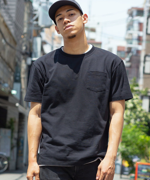 Ressaca（レサーカ）の「USAコットンポケット オーバーサイズTシャツ（Tシャツ/カットソー・メンズ・ホワイト/ブラック/ベージュ/ネイビー/グレー/オリーブ/サックスブルー/ピンク/グリーン/ラベンダー/ワイン/チャコール/ダークブラウン/パープル/ブルー/イエロー・M/L/XL）」の3枚目の写真