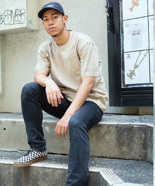 Ressaca（レサーカ）の「USAコットンポケット オーバーサイズTシャツ（Tシャツ/カットソー・メンズ・ホワイト/ブラック/ベージュ/ネイビー/グレー/オリーブ/サックスブルー/ピンク/グリーン/ラベンダー/ワイン/チャコール/ダークブラウン/パープル/ブルー/イエロー・M/L/XL）」の22枚目の写真