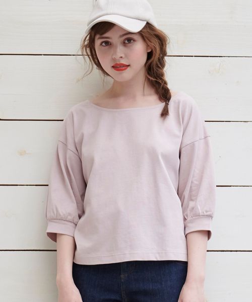 MAJESTIC LEGON(マジェスティックレゴン)の「後ろクロスリボントップス(Tシャツ/カットソー・レディース・ピンク/アイボリー/グレー・MEDIUM)」の12枚目の写真