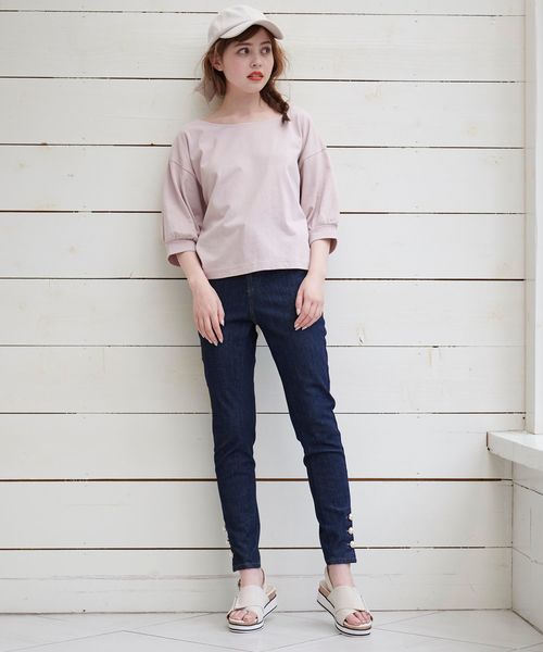 MAJESTIC LEGON(マジェスティックレゴン)の「後ろクロスリボントップス(Tシャツ/カットソー・レディース・ピンク/アイボリー/グレー・MEDIUM)」の10枚目の写真