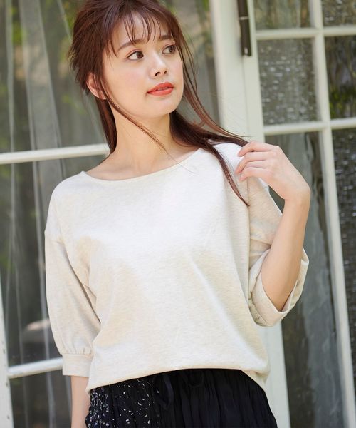 MAJESTIC LEGON(マジェスティックレゴン)の「後ろクロスリボントップス(Tシャツ/カットソー・レディース・ピンク/アイボリー/グレー・MEDIUM)」の7枚目の写真