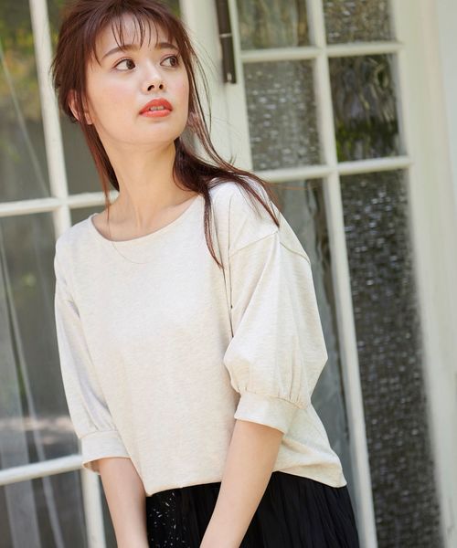 MAJESTIC LEGON(マジェスティックレゴン)の「後ろクロスリボントップス(Tシャツ/カットソー・レディース・ピンク/アイボリー/グレー・MEDIUM)」の5枚目の写真