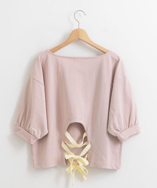 MAJESTIC LEGON(マジェスティックレゴン)の「後ろクロスリボントップス(Tシャツ/カットソー・レディース・ピンク/アイボリー/グレー・MEDIUM)」の16枚目の写真