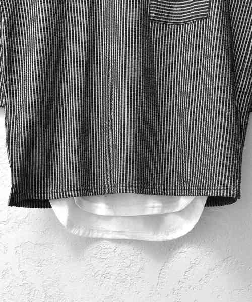 MinoriTY（マイノリティ）の「8分袖シアサッカーアンサンブル（Tシャツ/カットソー・メンズ・ホワイト×グレー/ブラック×ホワイト/ブラック系その他/ブルー系その他・M/L/XL）」の20枚目の写真