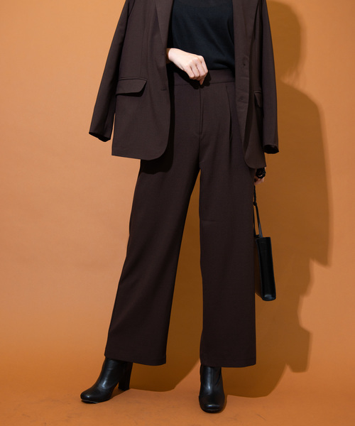 Aunt Marie's（アントマリーズ）の「AUNT MARIE'S ウエストタックスラックス/セットアップ（スラックス・レディース・ブラック/ベージュ/ブラウン・FREE）」の3枚目の写真