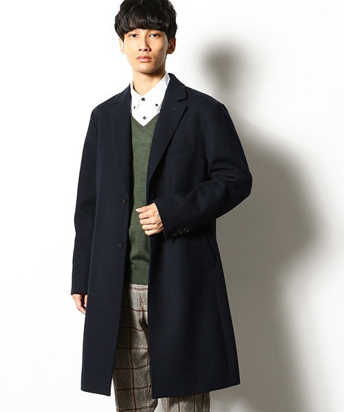 COMME CA COMMUNE(コムサコミューン)の「チェスターフィールドコート(チェスターコート・メンズ・オリーブ/ネイビー/ブラック/ネイビー系・MEDIUM/LARGE/SMALL/X-LARGE)」の1枚目の写真