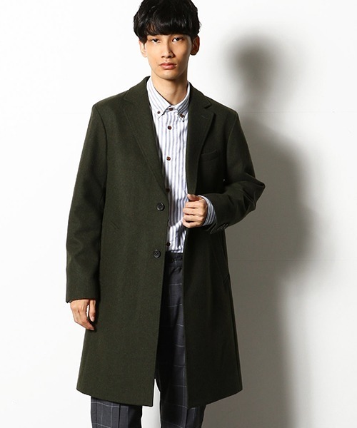 COMME CA COMMUNE(コムサコミューン)の「チェスターフィールドコート(チェスターコート・メンズ・オリーブ/ネイビー/ブラック/ネイビー系・MEDIUM/LARGE/SMALL/X-LARGE)」の3枚目の写真