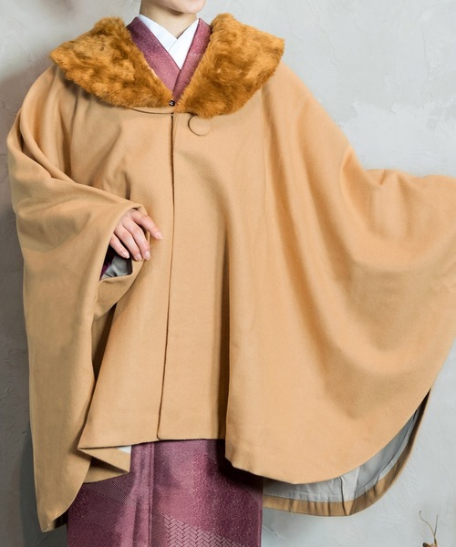 KYOETSU（キョウエツ）の「へちま衿和装ケープ（着物・レディース・ベージュ/グレー/ブラック/ブラック系その他/グレイッシュベージュ/オフホワイト/ブラック系その他2・M/L）」の6枚目の写真