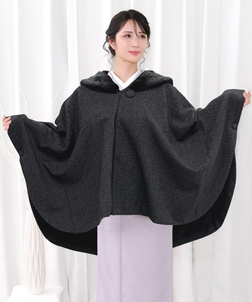 KYOETSU（キョウエツ）の「へちま衿和装ケープ（着物・レディース・ベージュ/グレー/ブラック/ブラック系その他/グレイッシュベージュ/オフホワイト/ブラック系その他2・M/L）」の5枚目の写真