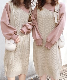 PairPair | ワンショルケーブルニットジャンパースカート(ジャンパースカート)