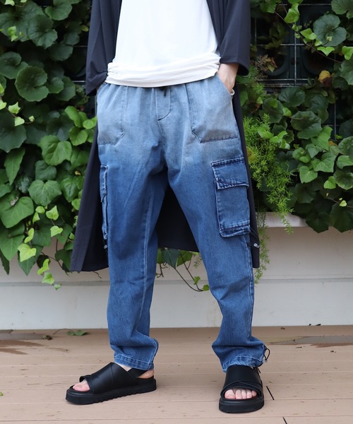 AFYF(エーエフワイエフ)の「AFYFBASIC FOR OVSIZECARGO JOGGER PT/オーバーサイズ カーゴ ジョガーパンツ(カーゴパンツ)」|インディゴブルー