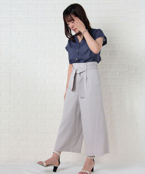 セール】[新色追加]麻調合繊ワイドパンツ（その他パンツ