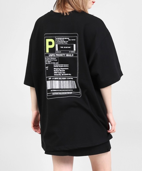 DING（ディング）の「DING/USPSビッグシルエットTシャツ（Tシャツ/カットソー・レディース・ホワイト/杢グレー/ブラック・FREE）」の3枚目の写真