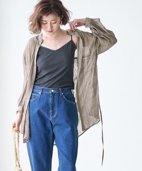 ROPE' PICNIC（ロペピクニック）の「クレープシフォンチュニックブラウス（シャツ/ブラウス・レディース・ブラック/グリーン系その他2/ライトグリーン/ピンク系その他2・38）」の3枚目の写真