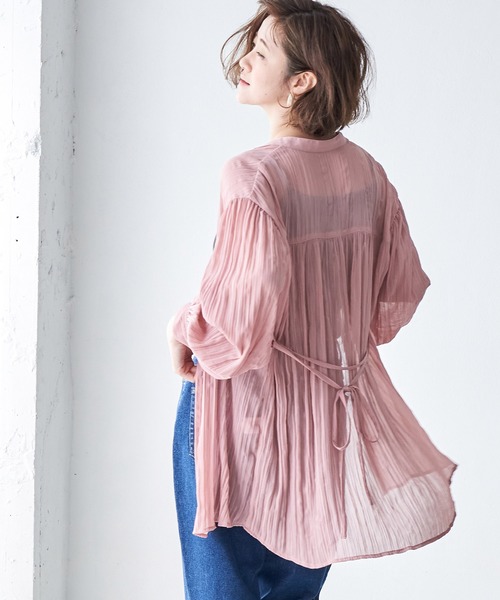 ROPE' PICNIC（ロペピクニック）の「クレープシフォンチュニックブラウス（シャツ/ブラウス・レディース・ブラック/グリーン系その他2/ライトグリーン/ピンク系その他2・38）」の4枚目の写真