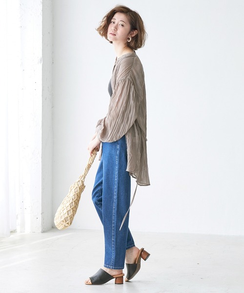 ROPE' PICNIC（ロペピクニック）の「クレープシフォンチュニックブラウス（シャツ/ブラウス・レディース・ブラック/グリーン系その他2/ライトグリーン/ピンク系その他2・38）」の8枚目の写真