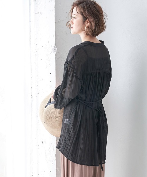 ROPE' PICNIC（ロペピクニック）の「クレープシフォンチュニックブラウス（シャツ/ブラウス・レディース・ブラック/グリーン系その他2/ライトグリーン/ピンク系その他2・38）」の14枚目の写真