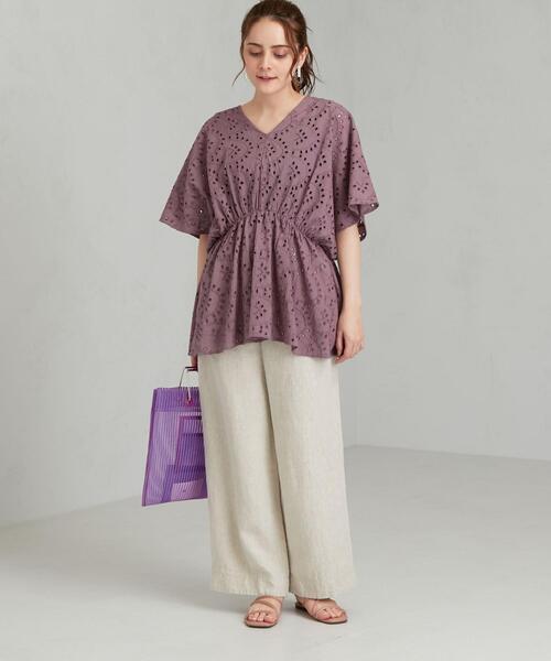 green label relaxing（グリーンレーベルリラクシング）の「CFC INDIA カットワーク シシュウ ブラウス（シャツ/ブラウス・レディース・ライラック/オフホワイト/ブラック・FREE）」の12枚目の写真