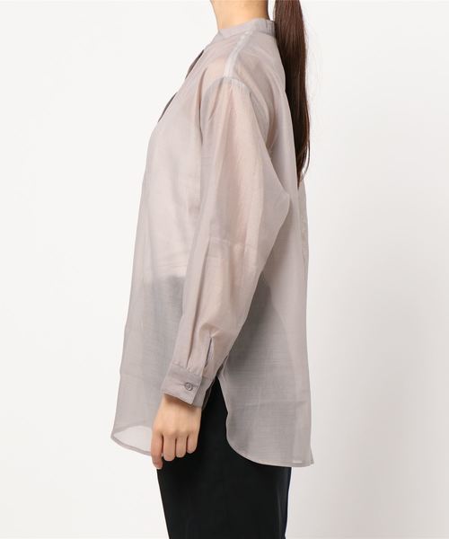 coca(coca)(コカ)の「バンドカラーシアーシャツ(シャツ/ブラウス・レディース・ライトブルー/グレー系その他/ブラック・ONE SIZE)」の13枚目の写真