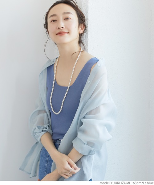 coca(coca)(コカ)の「バンドカラーシアーシャツ(シャツ/ブラウス・レディース・ライトブルー/グレー系その他/ブラック・ONE SIZE)」の11枚目の写真