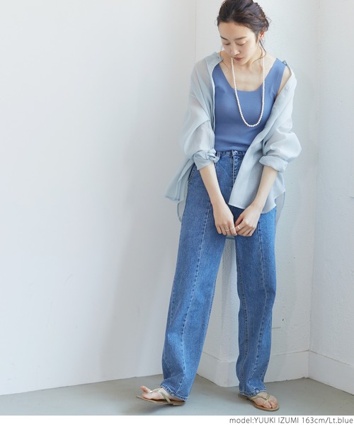 coca(coca)(コカ)の「バンドカラーシアーシャツ(シャツ/ブラウス・レディース・ライトブルー/グレー系その他/ブラック・ONE SIZE)」の12枚目の写真