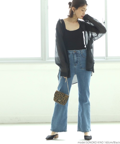 coca(coca)(コカ)の「バンドカラーシアーシャツ(シャツ/ブラウス・レディース・ライトブルー/グレー系その他/ブラック・ONE SIZE)」の20枚目の写真