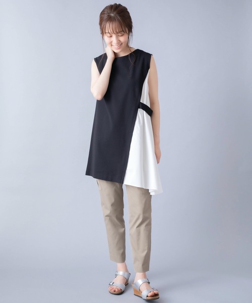 La SRIC(ラスリック)の「La SRIC/ドッキングノースリーブブラウス(シャツ/ブラウス・レディース・ブラック/カーキ・38)」の14枚目の写真