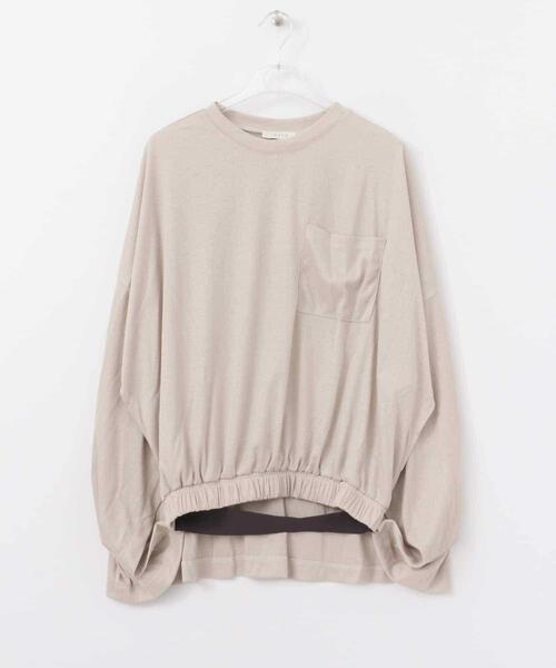 LAATO（ラート）の「MANTLE POCKET T-SHIRTS（Tシャツ/カットソー・レディース・ベージュ/ブルー・FREE）」の2枚目の写真