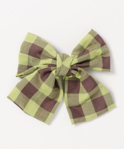 Fun & Daily（ファンアンドデイリー）の「F&D : ギンガムリボンビッグバレッタ（バレッタ/ヘアクリップ・レディース・ブラック/グリーン/ピンク・FREE）」の3枚目の写真