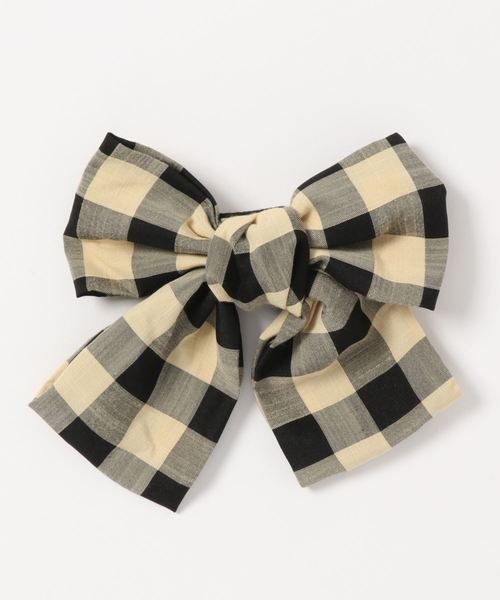 Fun & Daily（ファンアンドデイリー）の「F&D : ギンガムリボンビッグバレッタ（バレッタ/ヘアクリップ・レディース・ブラック/グリーン/ピンク・FREE）」の4枚目の写真