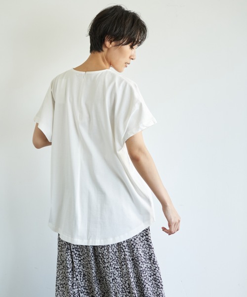 AMERICAN HOLIC(アメリカンホリック)の「バックZIP半袖ドルマンカットプルオーバー *(Tシャツ/カットソー・レディース・ライトグレー/ブラック/ブラウン/オフホワイト/イエロー・M/L)」の1枚目の写真