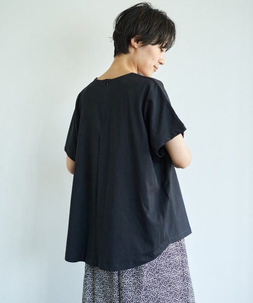 AMERICAN HOLIC(アメリカンホリック)の「バックZIP半袖ドルマンカットプルオーバー *(Tシャツ/カットソー・レディース・ライトグレー/ブラック/ブラウン/オフホワイト/イエロー・M/L)」の2枚目の写真