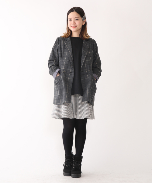 mystic(ミスティック)の「セミロングWジャケット(テーラードジャケット・レディース・チャコールグレー/グレー・フリ-)」の12枚目の写真