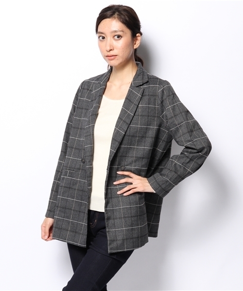 mystic(ミスティック)の「セミロングWジャケット(テーラードジャケット・レディース・チャコールグレー/グレー・フリ-)」の5枚目の写真