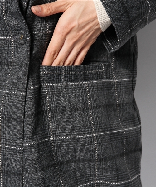 mystic(ミスティック)の「セミロングWジャケット(テーラードジャケット・レディース・チャコールグレー/グレー・フリ-)」の8枚目の写真