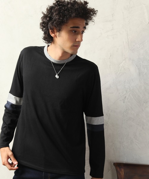ARCADE(アーケード)の「袖切替え ロンT(Tシャツ/カットソー・メンズ・ホワイト/ブラック/ネイビー/グレー/ピンク/ワイン・LL/M/L)」の19枚目の写真