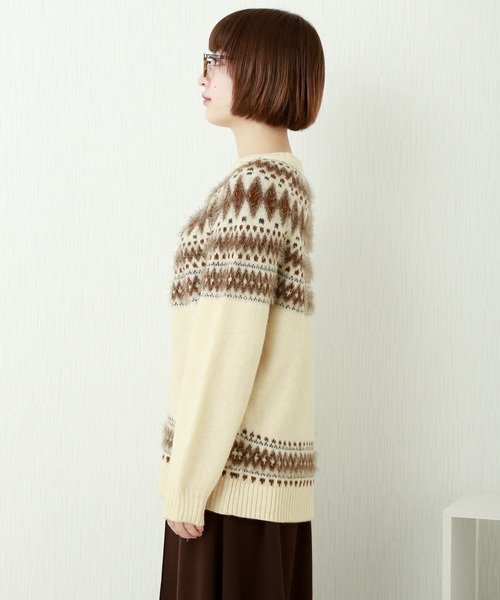 n'ee-ne(ネーネ)の「もちもちニット ノルディック柄ニット(ニット/セーター・レディース・グレイッシュベージュ/チャコールグレー/アイボリー/ダークブラウン・FREE)」の11枚目の写真