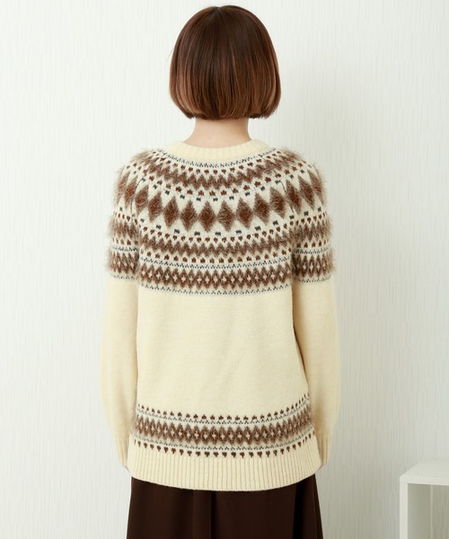 n'ee-ne(ネーネ)の「もちもちニット ノルディック柄ニット(ニット/セーター・レディース・グレイッシュベージュ/チャコールグレー/アイボリー/ダークブラウン・FREE)」の19枚目の写真