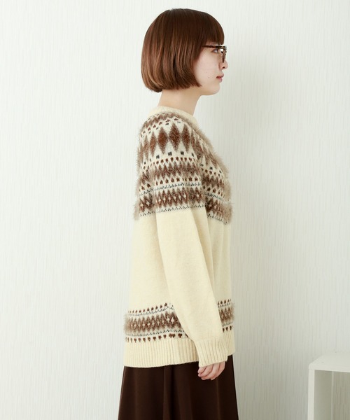n'ee-ne(ネーネ)の「もちもちニット ノルディック柄ニット(ニット/セーター・レディース・グレイッシュベージュ/チャコールグレー/アイボリー/ダークブラウン・FREE)」の22枚目の写真