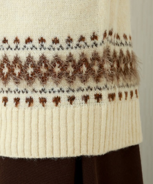 n'ee-ne(ネーネ)の「もちもちニット ノルディック柄ニット(ニット/セーター・レディース・グレイッシュベージュ/チャコールグレー/アイボリー/ダークブラウン・FREE)」の6枚目の写真