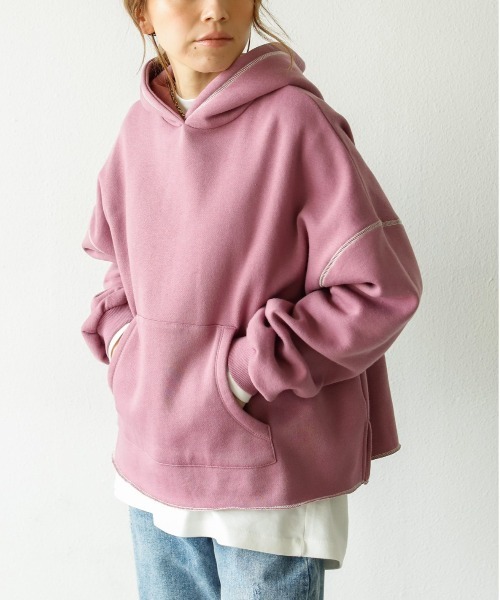 Auntie Rosa Holiday（アンティローザホリデー）の「オーバーステッチワイドパーカー（パーカー・レディース・チャコールグレー/パープル/カーキ/モカ/ナチュラル・FREE）」の5枚目の写真