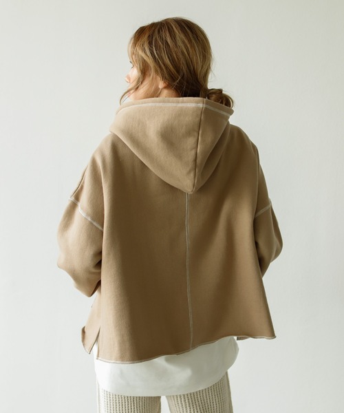 Auntie Rosa Holiday（アンティローザホリデー）の「オーバーステッチワイドパーカー（パーカー・レディース・チャコールグレー/パープル/カーキ/モカ/ナチュラル・FREE）」の17枚目の写真