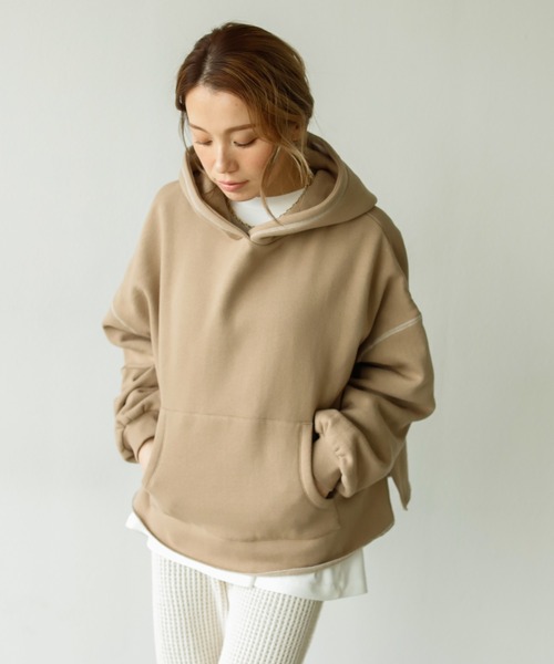 Auntie Rosa Holiday（アンティローザホリデー）の「オーバーステッチワイドパーカー（パーカー・レディース・チャコールグレー/パープル/カーキ/モカ/ナチュラル・FREE）」の15枚目の写真