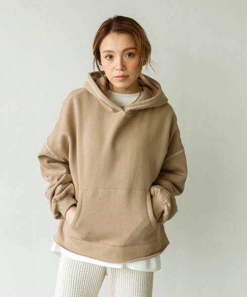 Auntie Rosa Holiday（アンティローザホリデー）の「オーバーステッチワイドパーカー（パーカー・レディース・チャコールグレー/パープル/カーキ/モカ/ナチュラル・FREE）」の14枚目の写真