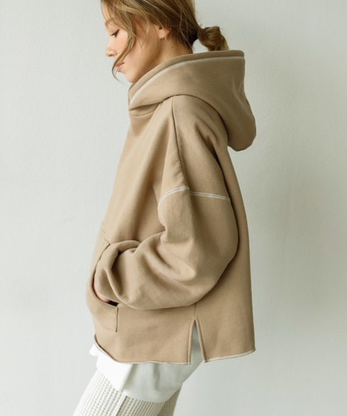 Auntie Rosa Holiday（アンティローザホリデー）の「オーバーステッチワイドパーカー（パーカー・レディース・チャコールグレー/パープル/カーキ/モカ/ナチュラル・FREE）」の16枚目の写真