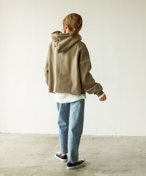 Auntie Rosa Holiday（アンティローザホリデー）の「オーバーステッチワイドパーカー（パーカー・レディース・チャコールグレー/パープル/カーキ/モカ/ナチュラル・FREE）」の11枚目の写真