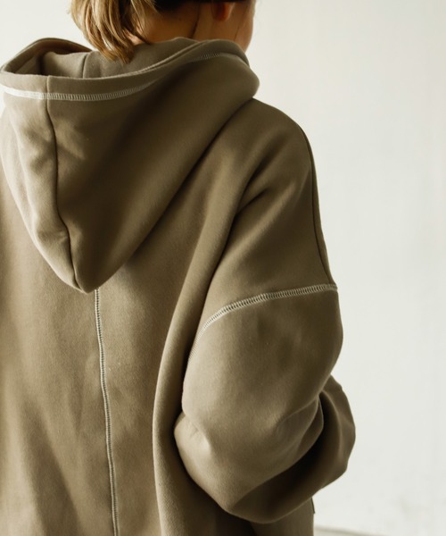 Auntie Rosa Holiday（アンティローザホリデー）の「オーバーステッチワイドパーカー（パーカー・レディース・チャコールグレー/パープル/カーキ/モカ/ナチュラル・FREE）」の12枚目の写真